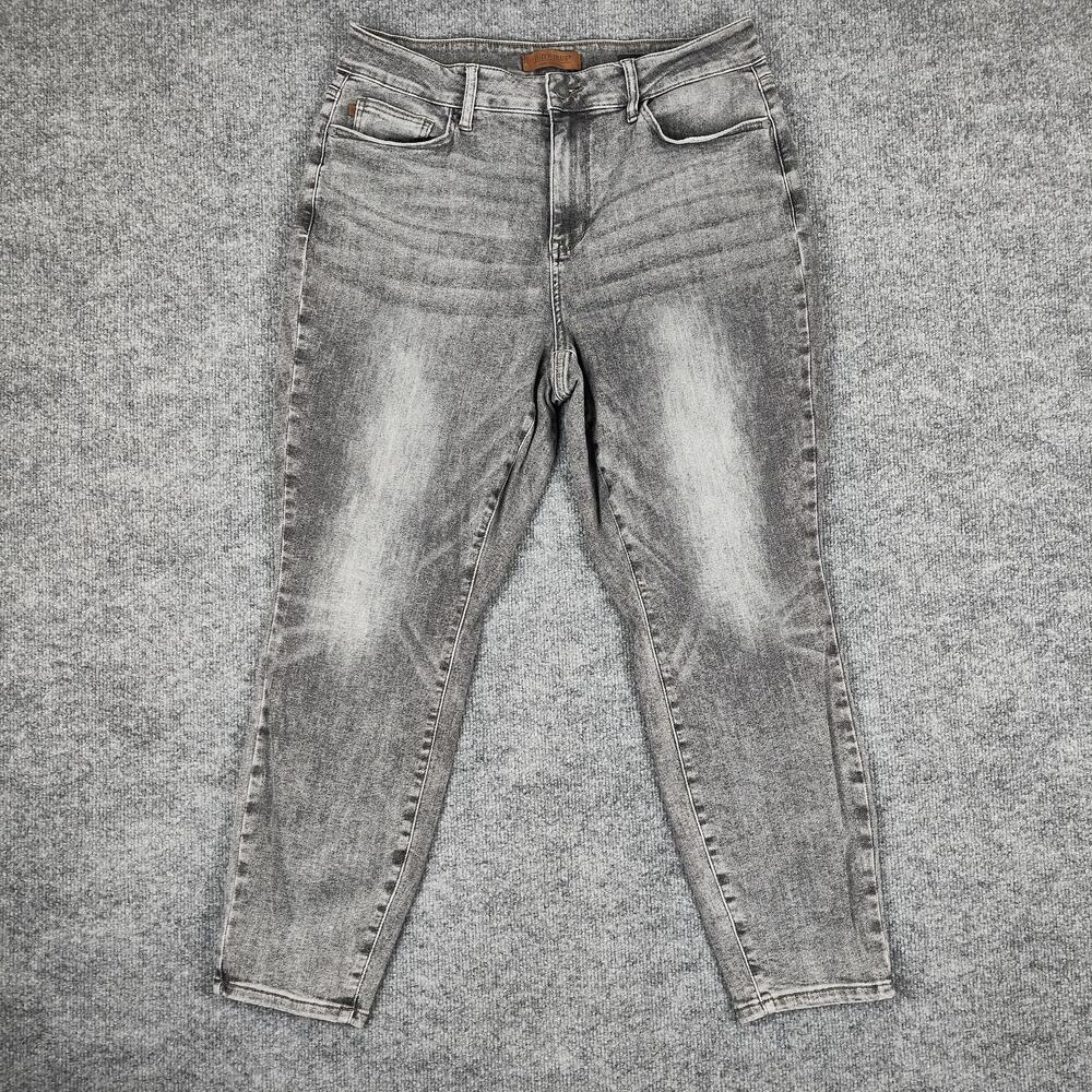 Judy Blue Jeans Womens 16W Gray Acid Wash High Rise Slim Skinny Stretch Denim